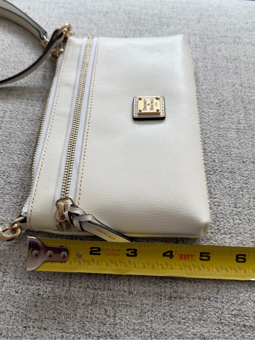 Dooney & Bourke white Leather Crossbody Wristlet with Gold Hardware - Picture 6 of 6